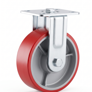 C.I. PU Castor Wheel Set of 4 &ndash; Fixed Castor Wheels for Trolleys, Carts & Industrial Equipment