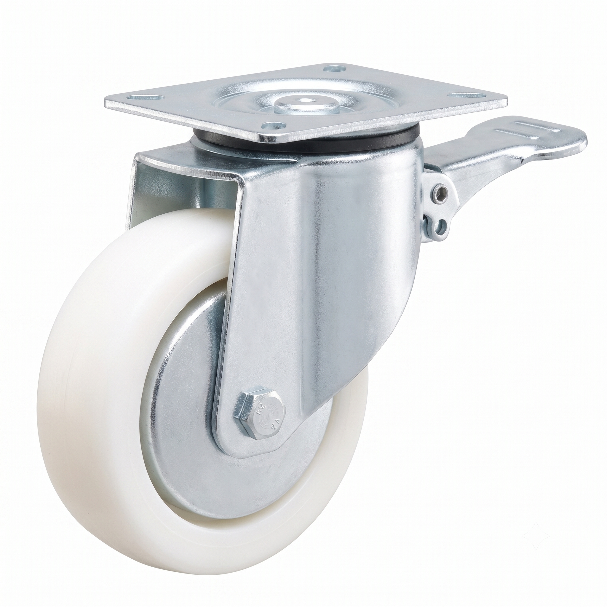 White Nylon Castor Wheel Set of 4 – Brake Castor Wheels for Trolleys, Carts & Industrial Equipment
