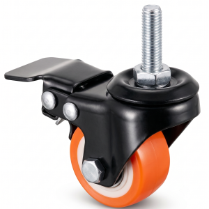 Stud Castor Wheel PU Set of 4 &ndash; Brake Castor Wheels for Trolleys, Carts & Industrial Equipment