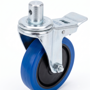 Blue Castor Wheel Set of 4 &ndash; Brake Castor Wheels for Trolleys, Carts & Industrial Equipment