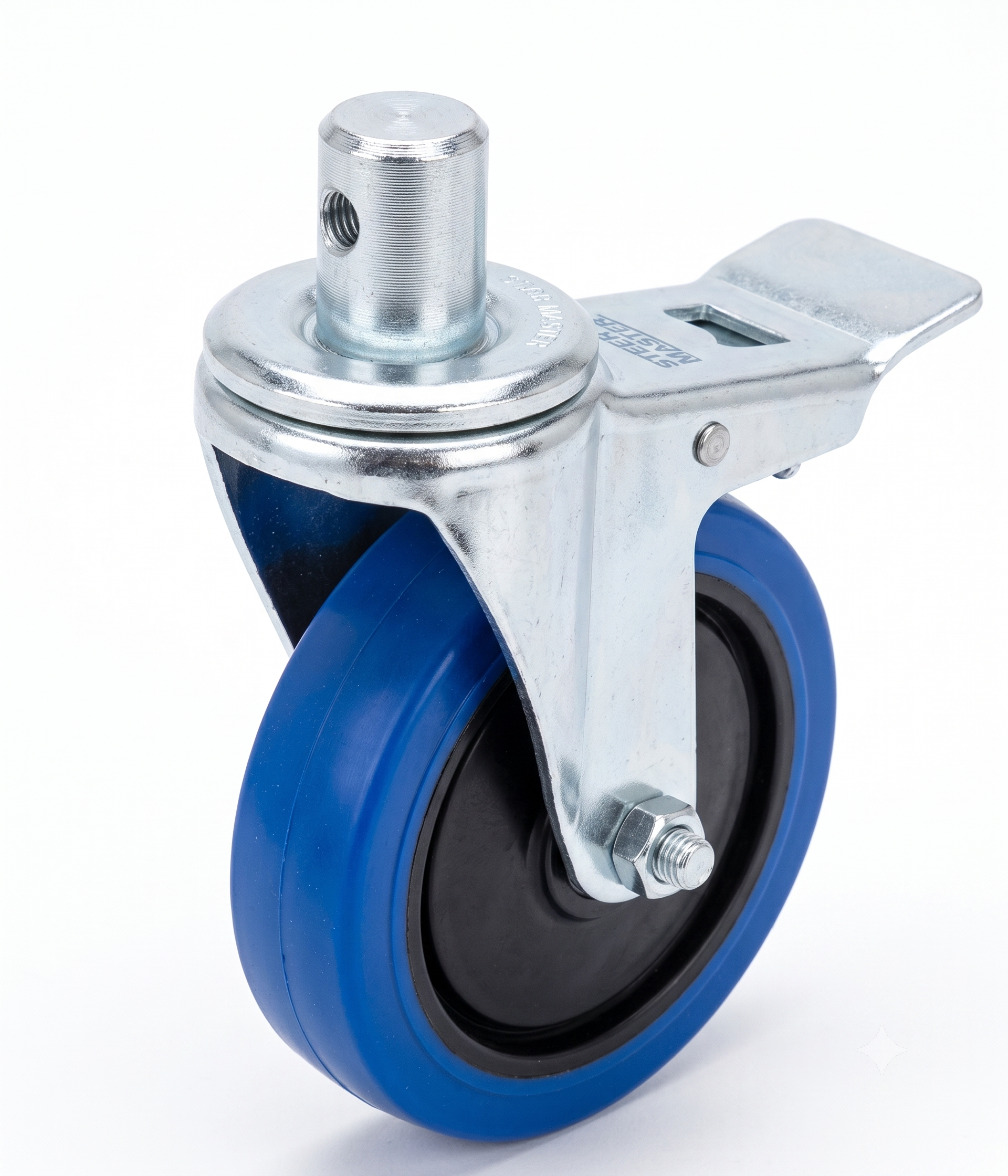 Blue Castor Wheel Set of 4 – Brake Castor Wheels for Trolleys, Carts & Industrial Equipment
