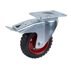 Rubber Castor Wheel Set of 4 &ndash; Brake Castor Wheels for Trolleys, Carts & Industrial Equipment