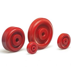 Red Round Trolley Wheel Set of 4 &ndash; Wheels for Trolleys, Carts & Industrial Equipment